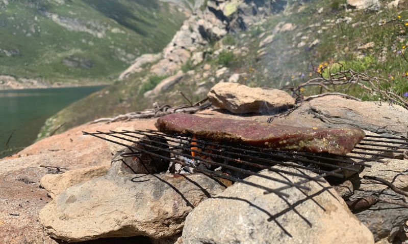 grillade au bord du lac avec un délicieux filet d'agneau mariné